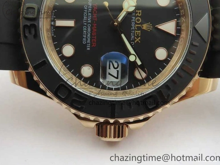 0405 Yacht-Master 126655 RG 3EF 1:1 Best Edition Black Ceramic Bezel on Black Rubber Strap VS Reliable 2488